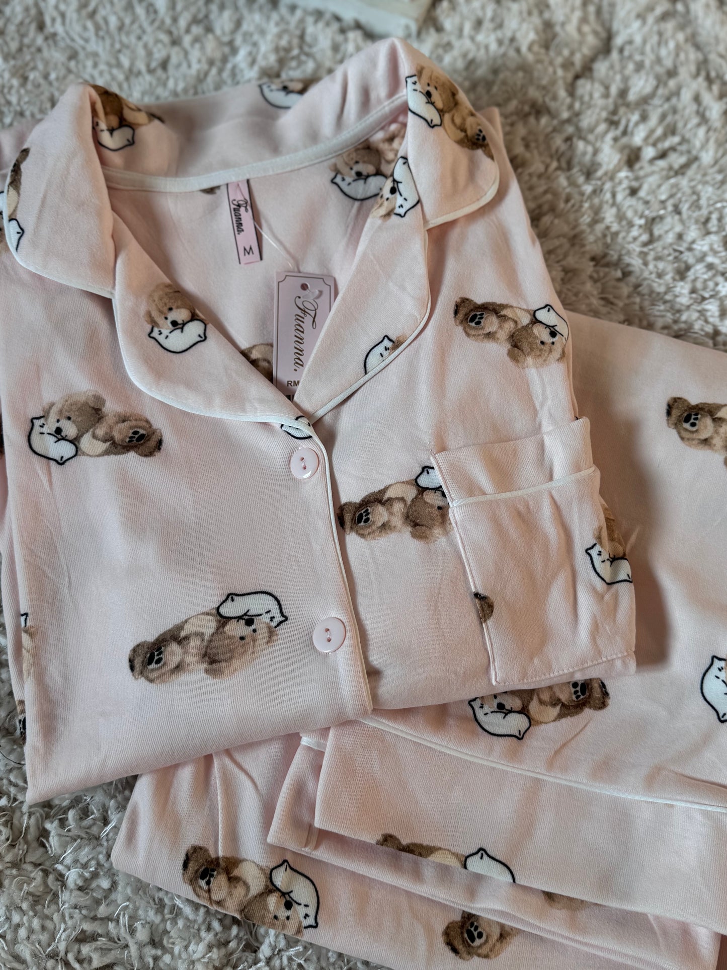 Pyjama Teddy bear - Rose