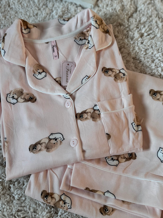 Pyjama Teddy bear - Rose