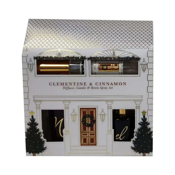 Coffret Cadeau Bougie, Diffuseur & Spray d'Ambiance de Noël Maison