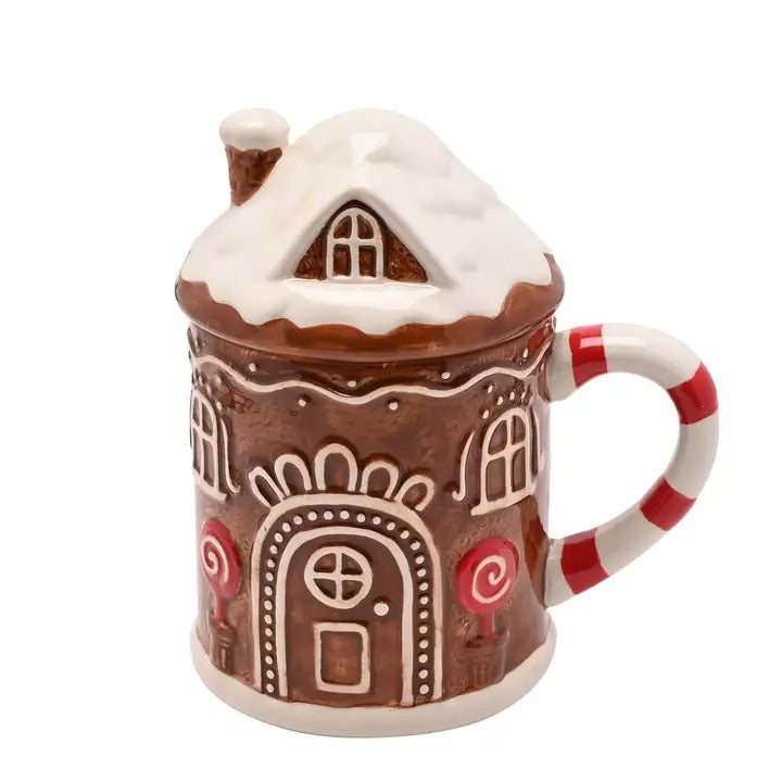 Mug en céramique Maison de pain d'épices foncée